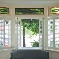 plantation shutter for bay window
